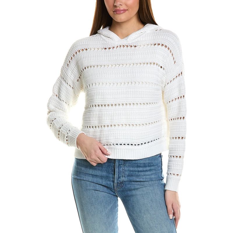 Autumn Cashmere Womens Pointelle Hoodie, White